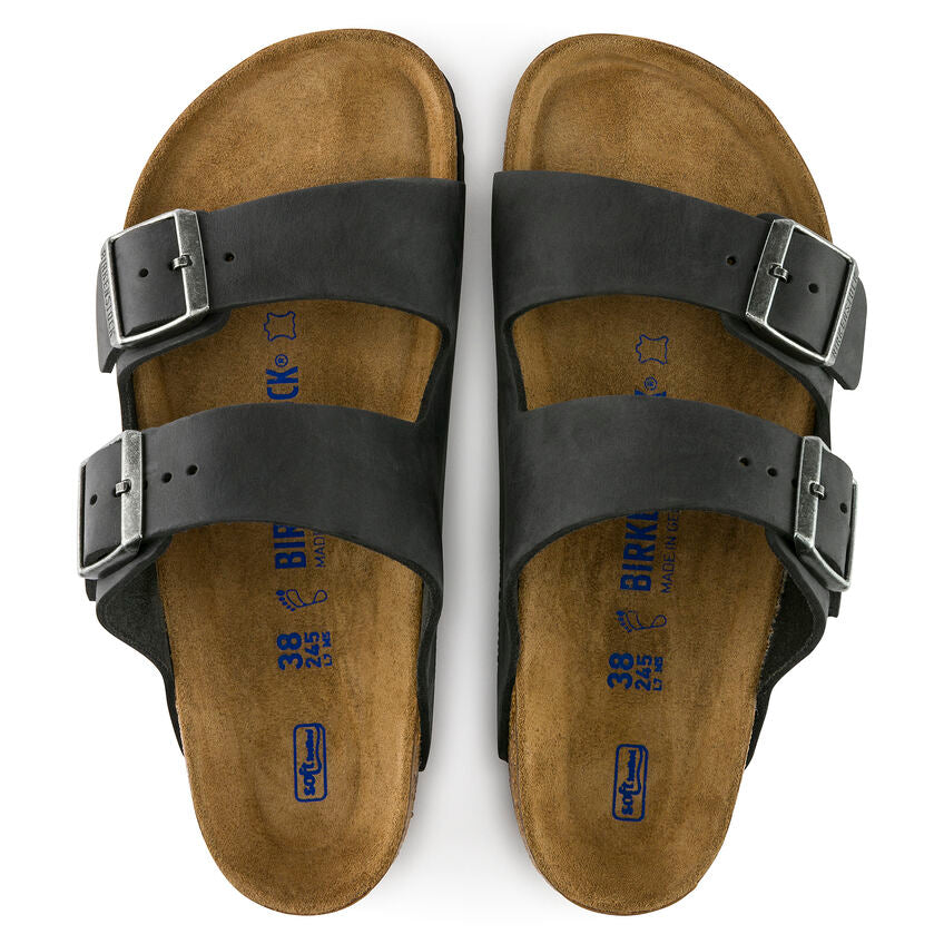 Birkenstock Arizona SFB BLACK - Oiled Leather - Pelle - Soft Footbed - 752483 - Calzata Stretta