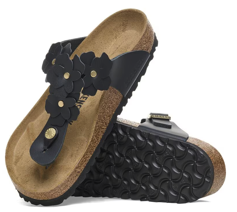 Birkenstock Siena Flowers Black - Natural Leather - 1026734 Calzata Stretta