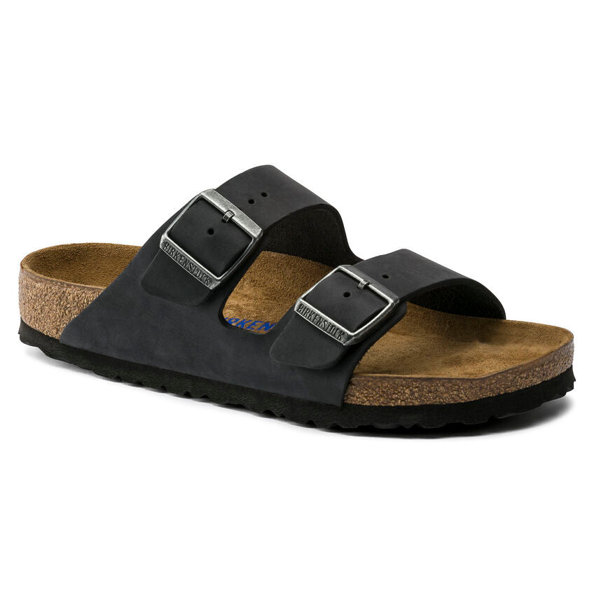 Birkenstock Arizona SFB BLACK - Oiled Leather - Pelle - Soft Footbed - 752483 - Calzata Stretta