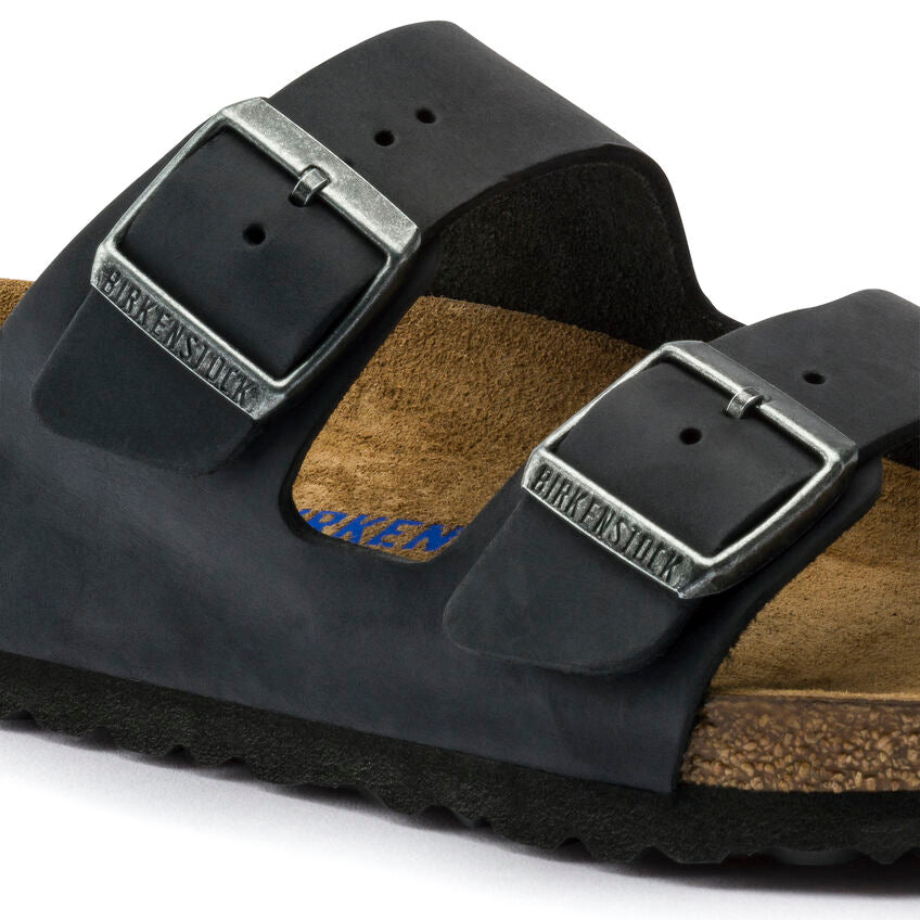 Birkenstock Arizona SFB BLACK - Oiled Leather - Pelle - Soft Footbed - 752483 - Calzata Stretta