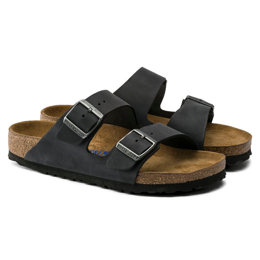 Birkenstock Arizona SFB BLACK - Oiled Leather - Pelle - Soft Footbed - 752483 - Calzata Stretta