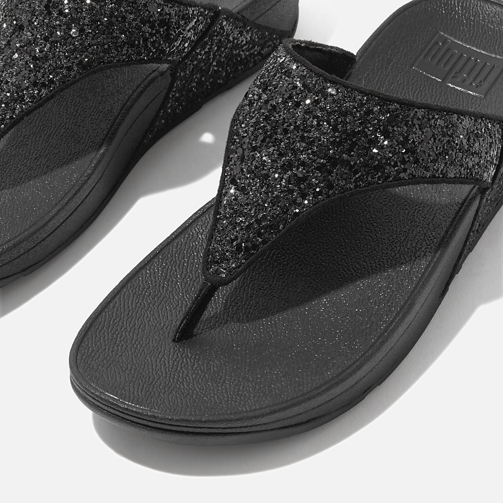FitFlop LULU GLITTER TOE-THONGS BLACK GLITTER