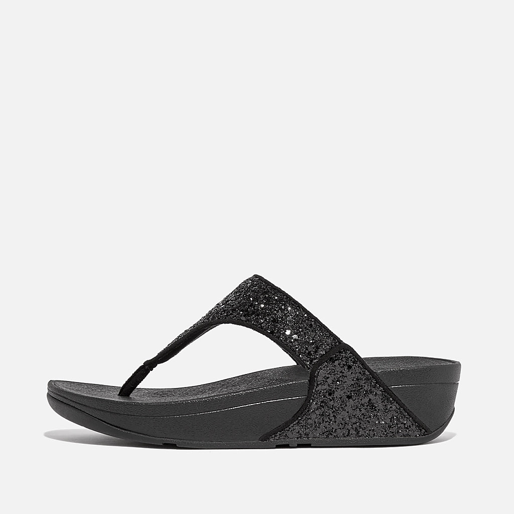 FitFlop LULU GLITTER TOE-THONGS BLACK GLITTER