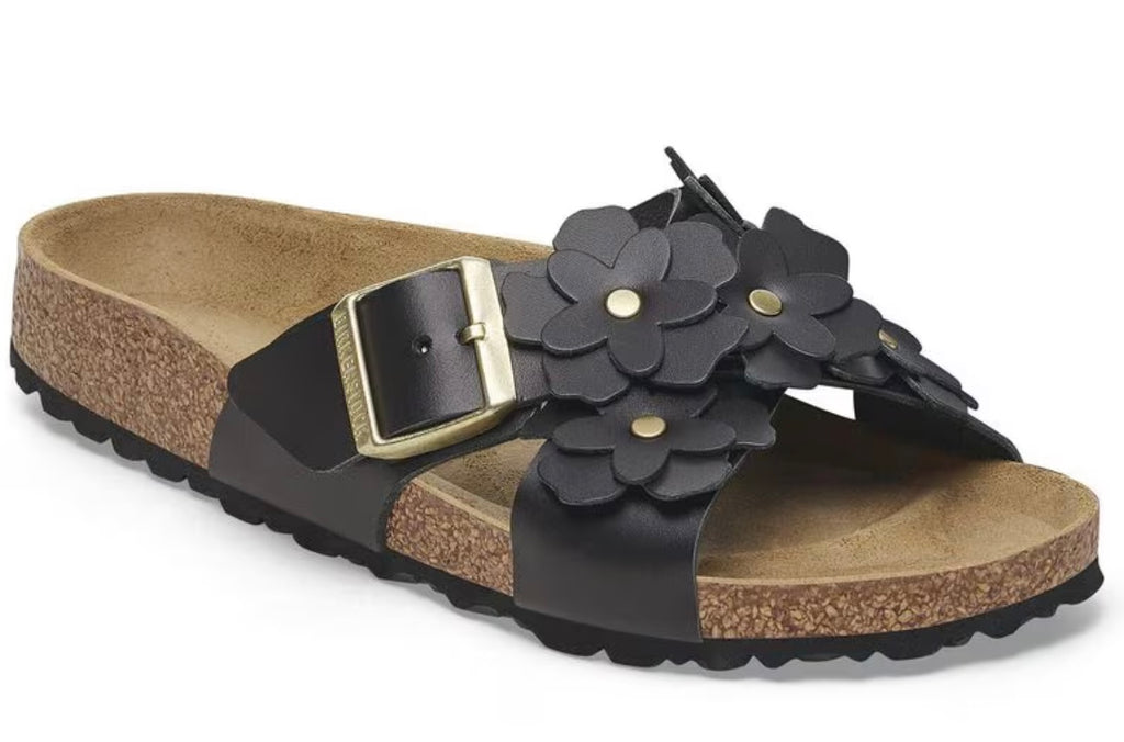 Birkenstock Siena Flowers Black - Natural Leather - 1026734 Calzata Stretta