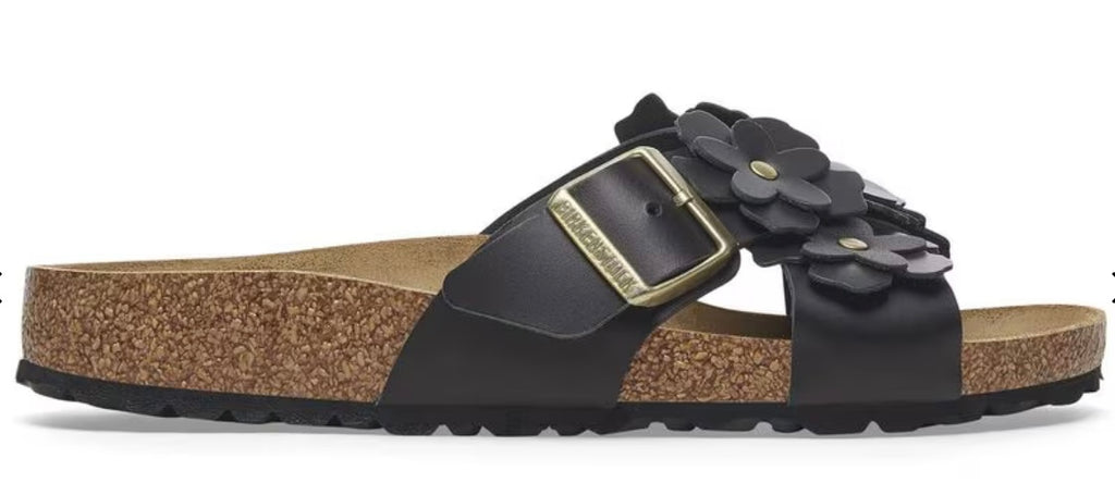 Birkenstock Siena Flowers Black - Natural Leather - 1026734 Calzata Stretta