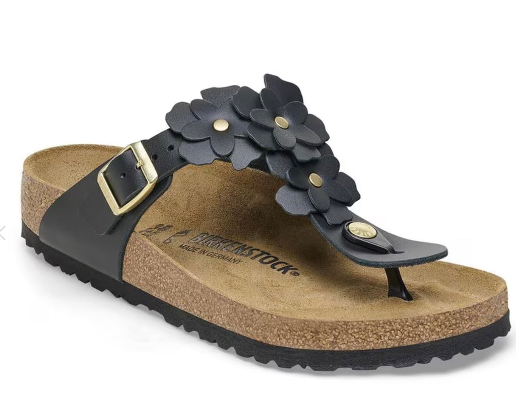 Birkenstock Gizeh Flowers black - Natural Leather - 1026693 Calzata Normale