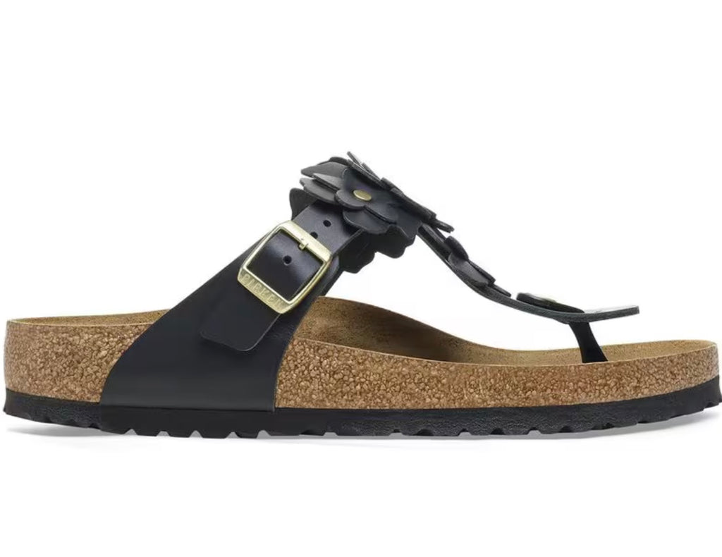 Birkenstock Gizeh Flowers black - Natural Leather - 1026693 Calzata Normale