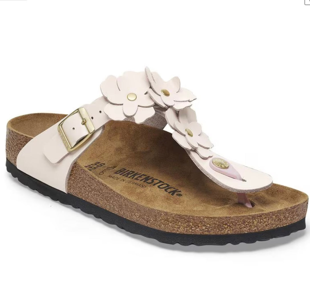 Birkenstock Gizeh Flowers Light Rose  - Natural Leather - 1029287 Calzata Normale