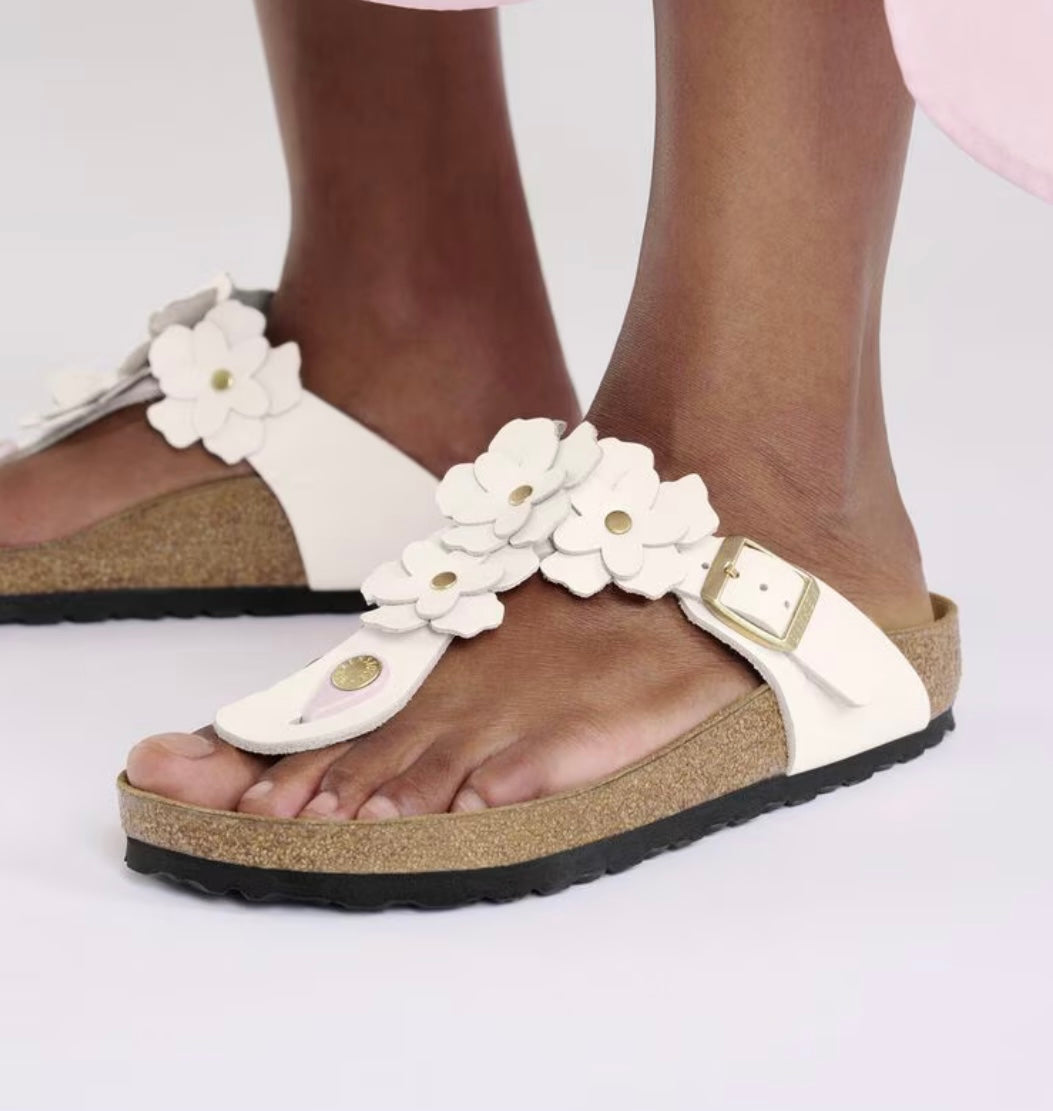 Birkenstock Gizeh Flowers Light Rose  - Natural Leather - 1029287 Calzata Normale