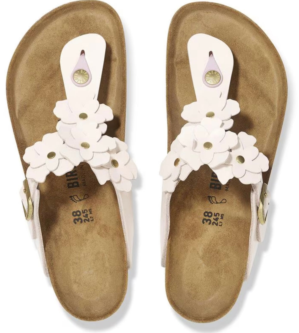 Birkenstock Gizeh Flowers Light Rose  - Natural Leather - 1029287 Calzata Normale