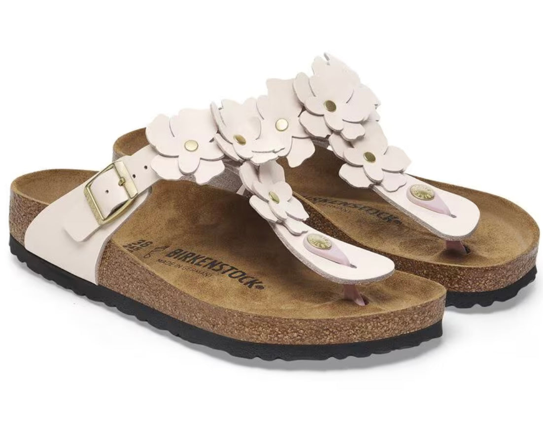 Birkenstock Gizeh Flowers Light Rose  - Natural Leather - 1029287 Calzata Normale
