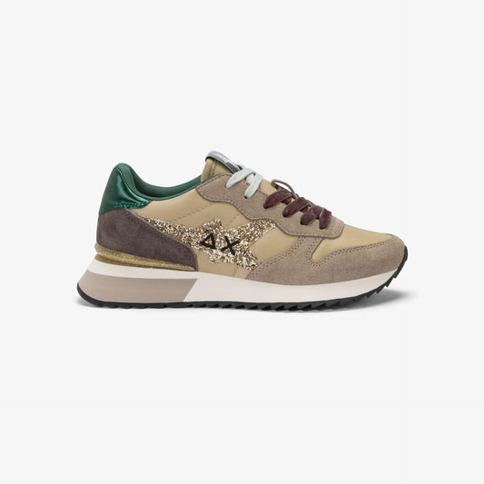 Sun68 Z45217 STARGIRL GLITTER LOGO BEIGE SCURO