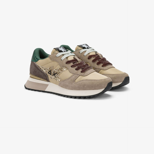 Sun68 Z45217 STARGIRL GLITTER LOGO BEIGE SCURO