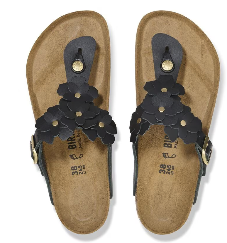 Birkenstock Siena Flowers Black - Natural Leather - 1026734 Calzata Stretta