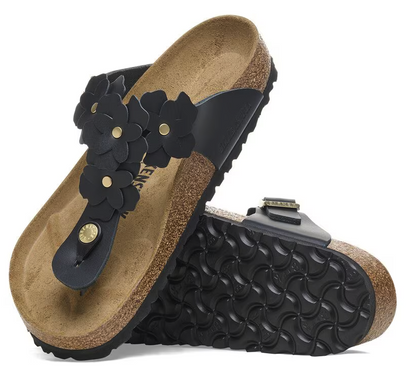 Birkenstock Siena Flowers Black - Natural Leather - 1026734 Calzata Stretta