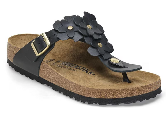 Birkenstock Siena Flowers Black - Natural Leather - 1026734 Calzata Stretta
